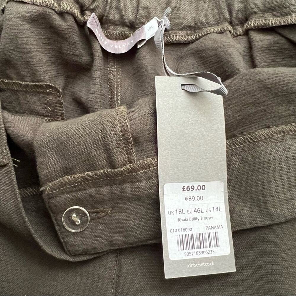 Mint Velvet Khaki Utility Jogger Trousers In Panama Women Size 14 Long - Picture 8 of 14